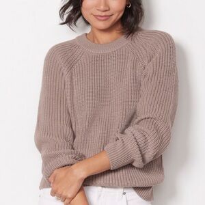 Evereve Ava Pullover Knit Crewneck Sweater Mauve Mushroom Beige Neutral Size XS